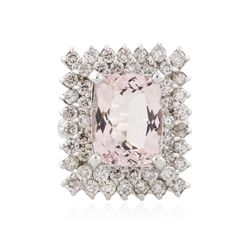 14KT White Gold 6.20ct Morganite and Diamond Ring