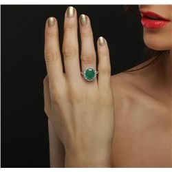 14KT White Gold 4.33ct Emerald and Diamond Ring