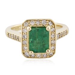 14KT Yellow Gold 2.07ct Emerald and Diamond Ring