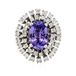 14KT White Gold 4.42ct Tanzanite and Diamond Ring