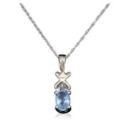 14KT White Gold 0.50ct Topaz Pendant With Chain