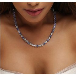 14KT White Gold 24.00ctw Tanzanite and Diamond Necklace