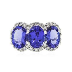 14KT White Gold 6.93ctw Tanzanite and Diamond Ring