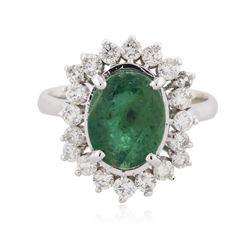 14KT White Gold 2.73ct Emerald and Diamond Ring