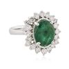Image 2 : 14KT White Gold 2.73ct Emerald and Diamond Ring