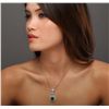 Image 2 : 14-18KT 5.24ctw Emerald and Diamond Pendant With Chain