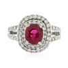 Image 1 : 14KT White Gold 1.73ct Tourmaline and Diamond Ring