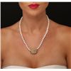 Image 1 : 14KT Yellow Gold 0.51ctw Diamond and Pearl Necklace