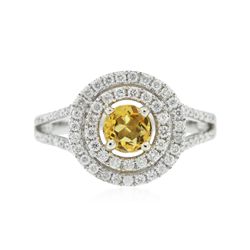 14KT White Gold 0.44ct Citrine and Diamond Ring