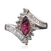 Image 1 : 14KT White Gold 0.71ct Ruby and Diamond Ring