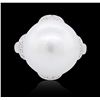Image 3 : 18KT White Gold Pearl and Diamond Ring