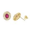 Image 2 : 14KT Yellow Gold 2.07ctw Ruby and Diamond Earrings