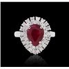 Image 1 : 18KT White Gold GIA Certified 2.82ct Ruby and Diamond Ring