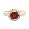 Image 1 : 14KT Yellow Gold 1.56ct Ruby and Diamond Ring