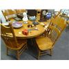 Image 1 : Oak Country Style Oval Dining Table w/6 Chairs (1 Leaf - Minor Marks)