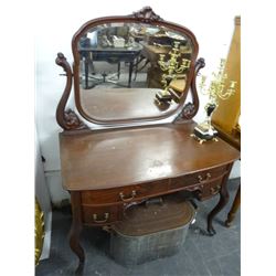 Carved Mahogany Ball-In-Claw Vanity Desk