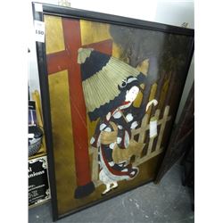 Large Framed Geisha Art On Board
