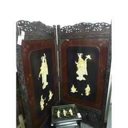 Ornate Carved Geisha In Relief 2 Panel Screen