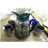 Image 1 : Carnival Glass Pitcher & Glass Set - No Shipping