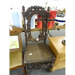 Ornate Carved Gothic Style High Back Chair
