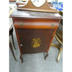 Small Mahogany Record Cabinet w/Instrument Motif