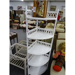 Corner Wicker Stand/White Wash Table Fan (No Glass)