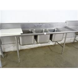 Advance S/S 8' 3-Comp Sink w/Drain Boards