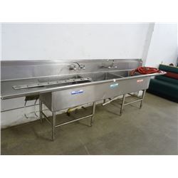 S/S 10' 3-Comp Sink w/Drain Boards