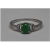 Image 1 : 18KT GOLD JADE & DIAMOND 0.12CT RING.