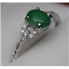 Image 1 : #24 18K GOLD JADE AND DIAMOND 0.12CT RING