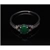 Image 3 : #24 18K GOLD JADE AND DIAMOND 0.12CT RING