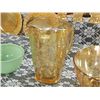 Image 1 : DEPRESSION GLASS - AMBER GLASS - JUICE JUG & GLASSES