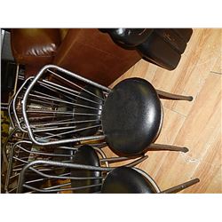 POWDER COATED METAL DINING CHAIR WITH LEATHER SEATS - POINT OF BACK OF CHAIR - BID X 4
