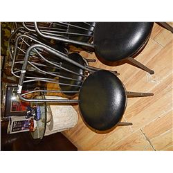POWDER COATED METAL DINING CHAIR WITH LEATHER SEATS - SMOOTH BACK OF CHAIR - BID X 2