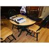 Image 1 : ROUND MAPLE TABLE WITH SCISSOR LEAF - + 4 CHAIRS INCLUDED