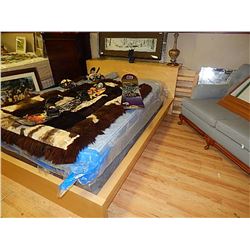 IKEA MAPLE QUEEN BED FRAME WITH HIDDEN STORGE IN HEAD BOARD ON BOTH SIDES