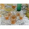 Image 2 : DEPRESSION GLASS - ROSE GLASS - DECANTER & GLASSES - 6 PC TTL