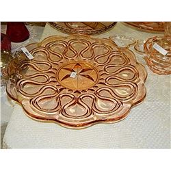 DEPRESSION GLASS - ROSE GLASS - PLATTER