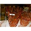Image 1 : DEPRESSION GLASS - ROSE GLASS - HEAVY LARGE VASE "CRACKED ICE PATERN"