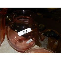 DEPRESSION GLASS - ROSE GLASS - VASE