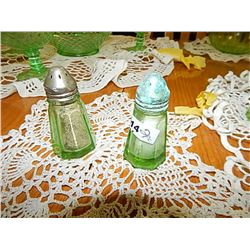 DEPRESSION GLASS - EMERALD GLASS - SALT AND PEPPER