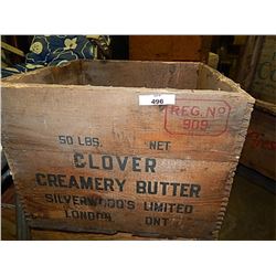 VINTAGE WOOD CRATE - CLOVER CREAMERY BUTTER