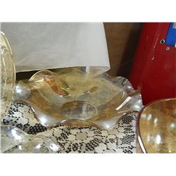DEPRESSION GLASS - AMBER GLASS - CANDY DISH
