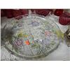 Image 1 : DEPRESSION GLASS PLATTER - CLEAR WITH COLORED FLOWERS