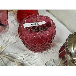 DEPRESSION GLASS - ROSE GLASS - APPLE BOWL