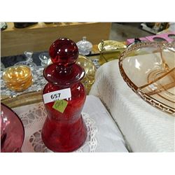 CRANBERRY GLASS - VASE WITH STOPPER