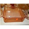 Image 1 : DEPRESSION GLASS - ROSE GLASS - SQUARE BOWL WITH DISH