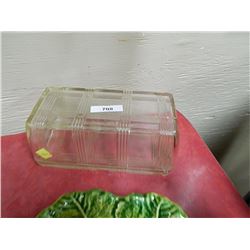 DEPRESSION GLASS - BUTTER DISH WITH LID