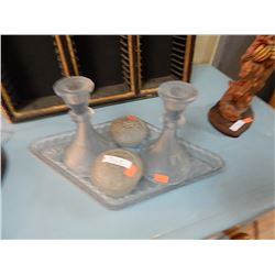 VINTAGE BATHROOM SET - GLASS - 5 PC TTL