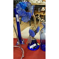 DEPRESSION GLASS - COBALT BLUE - FLOWER ARRANGEMENT LAMP